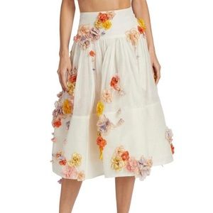 Zimmermann Postcard Floral Appliqué Skirt